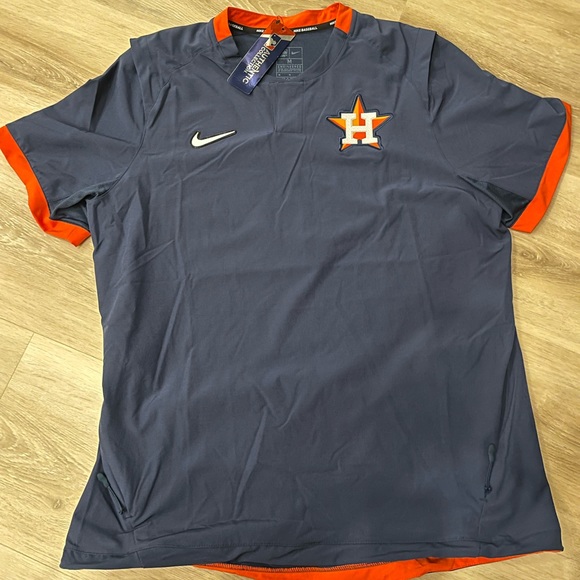 NWT Men Med Nike Astros Authentic On Field Short Sleeve Pullover NKAV-045N - Picture 1 of 6